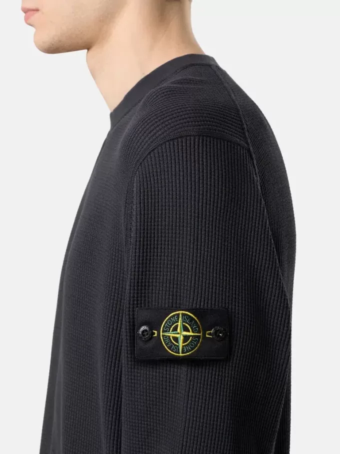 Sweatshirt med rund hals och ribbade detaljer