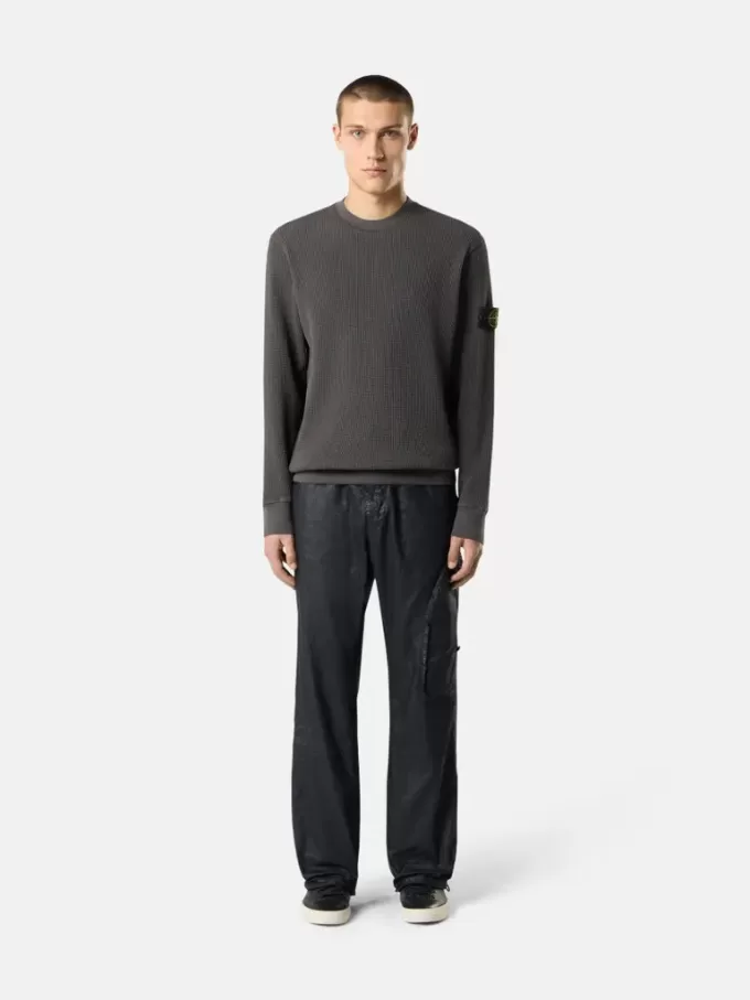 Sweatshirt med rund hals och ribbade detaljer