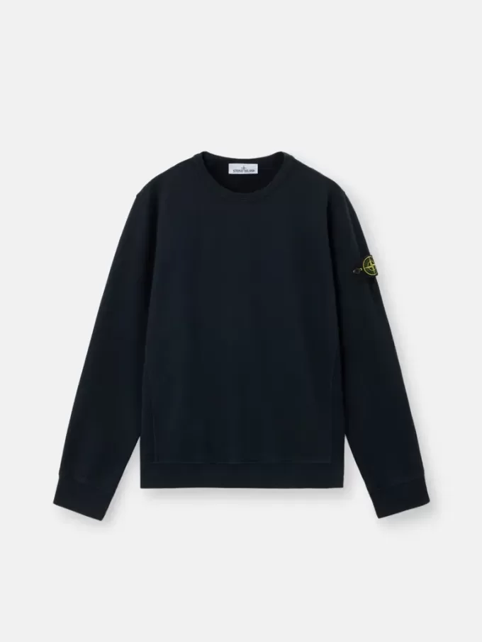 Sweatshirt med rund hals och ribbade insatser i normal passform