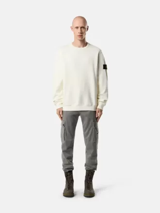 Sweatshirt med rund hals och ribbade insatser i normal passform