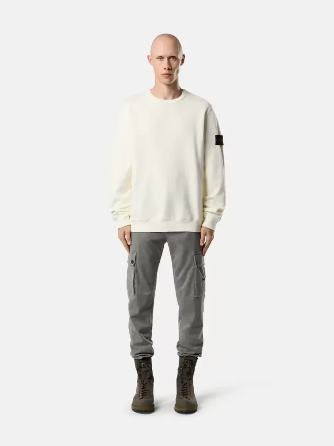 Sweatshirt med rund hals och ribbade insatser i normal passform
