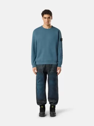 Sweatshirt med rund hals och ribbade insatser i normal passform