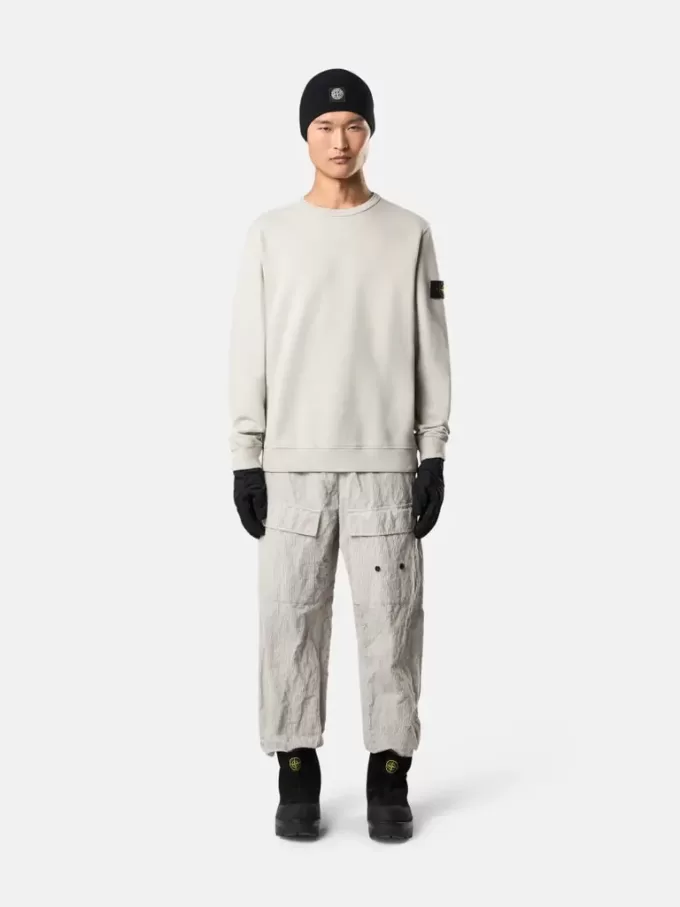 Sweatshirt med rund hals och ribbade insatser i normal passform