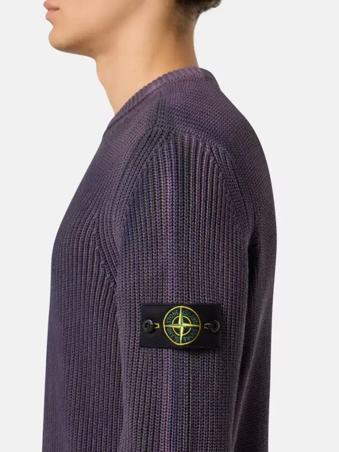 Tröja med rund hals, tvåfärgad spray och fiskarribb