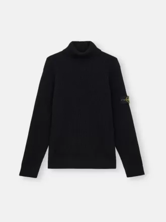 Turtleneck-tröja med fint ribbade kanter