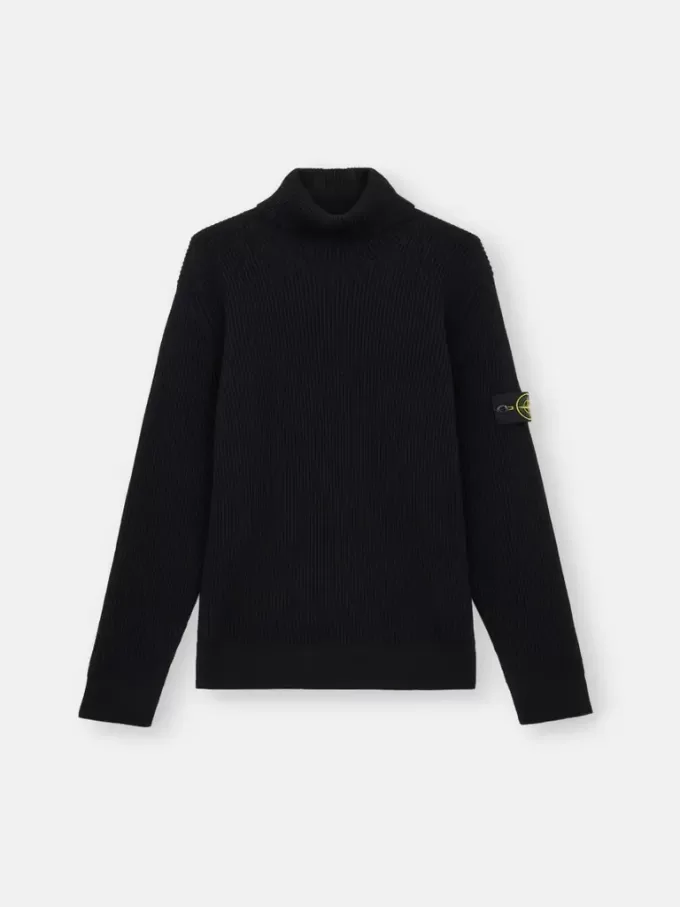Turtleneck-tröja med fint ribbade kanter