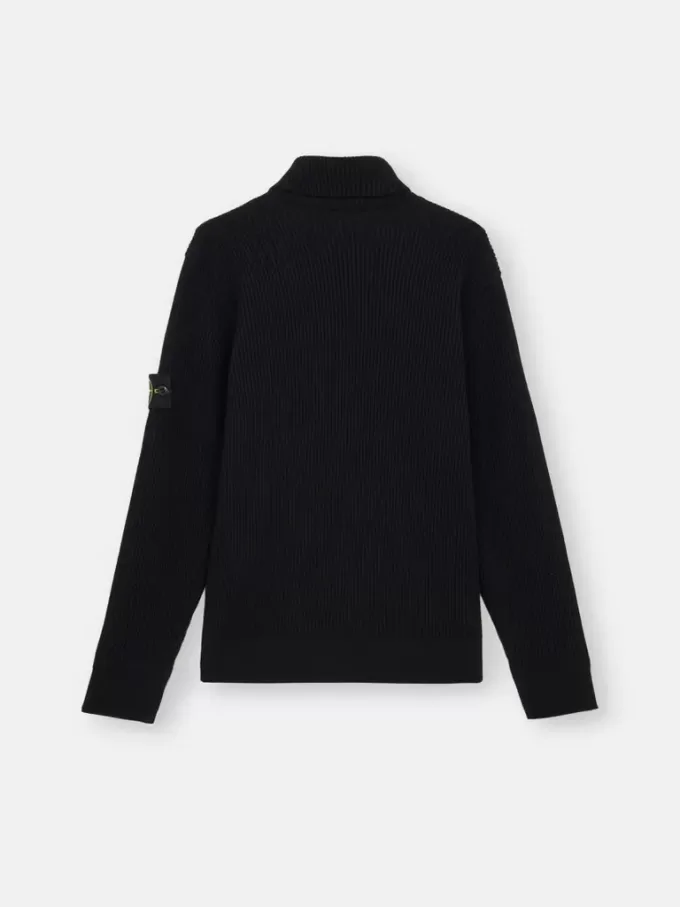 Turtleneck-tröja med fint ribbade kanter