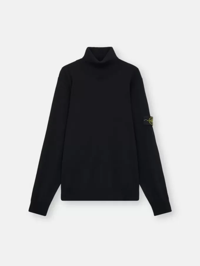 Turtleneck-tröja med ribbade kanter