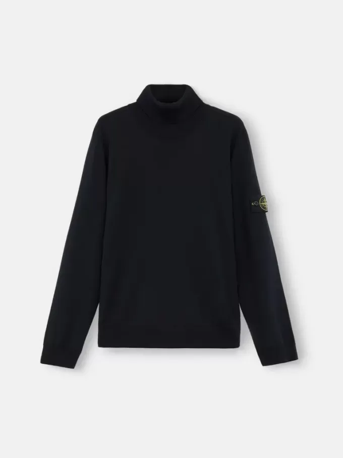 Turtleneck-tröja med ribbade kanter